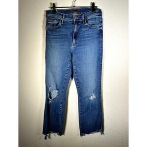 Mother Insider Crop Step Chew 30 raw hem medium wash fair